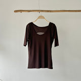 【ハモミシノオトナフク】2-way Sheer Asymmetrical Layered Tee