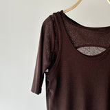 【ハモミシノオトナフク】2-way Sheer Asymmetrical Layered Tee
