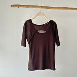 【ハモミシノオトナフク】2-way Sheer Asymmetrical Layered Tee