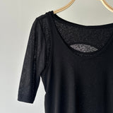 【ハモミシノオトナフク】2-way Sheer Asymmetrical Layered Tee