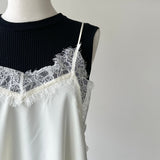 【ハモミシノオトナフク】Matte Satin Lace Camisole