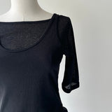 【ハモミシノオトナフク】2-way Sheer Asymmetrical Layered Tee