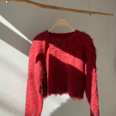 【ハモミシノオトナフク】Monster shaggy knit cropped PO