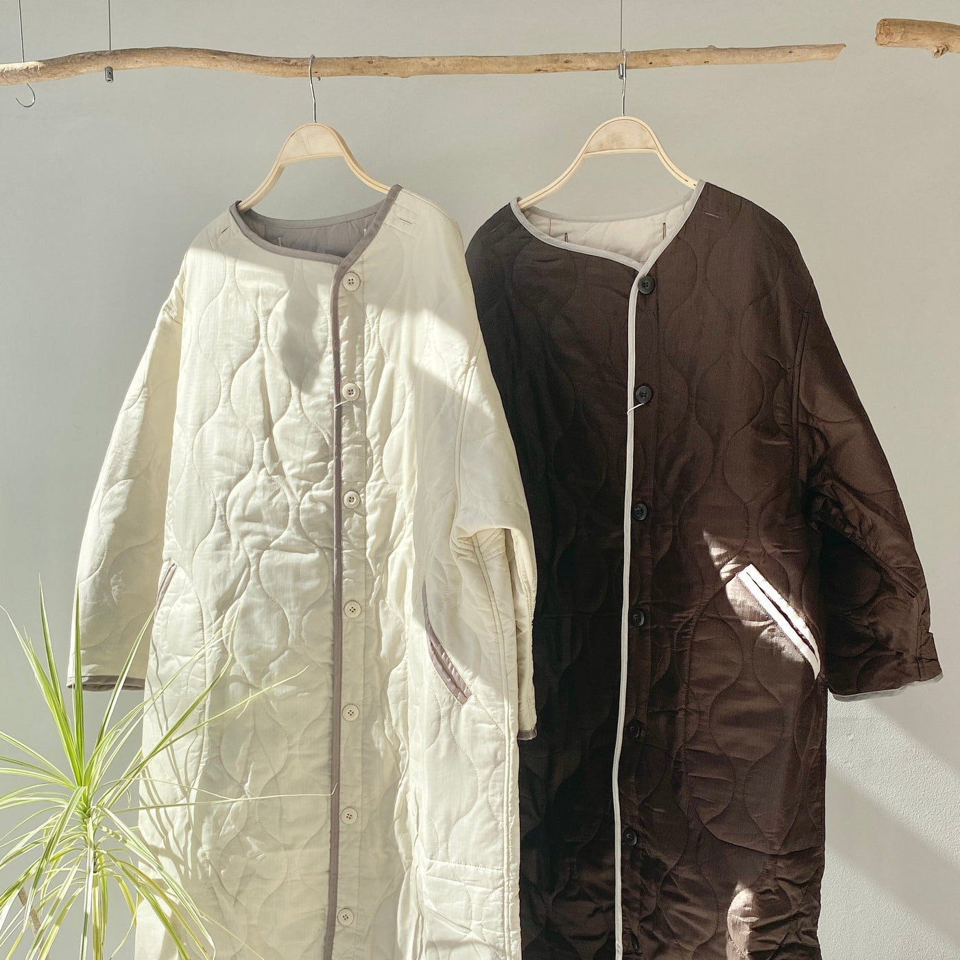 【ハモミシノオトナフク】Ripstop liner quilted long coat