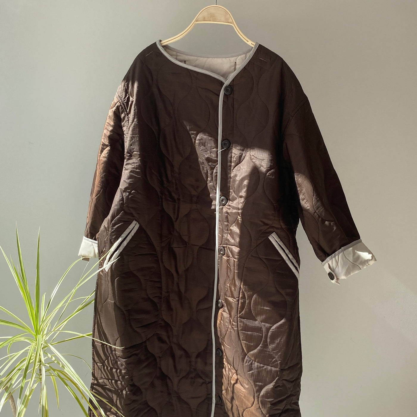 【ハモミシノオトナフク】Ripstop liner quilted long coat