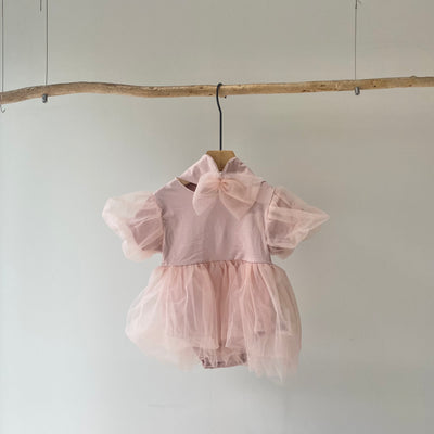 【hamomisi】Tulle fluffy short sleeve dress rompers(70.80.90cm)