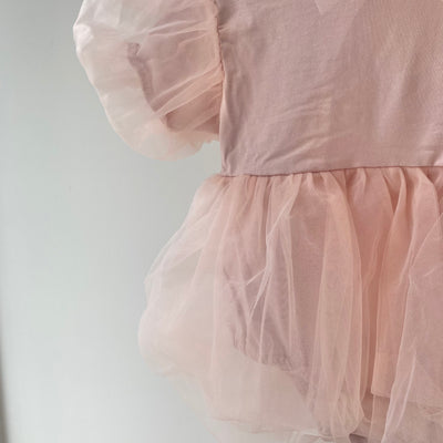 【hamomisi】Tulle fluffy short sleeve dress rompers(70.80.90cm)