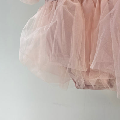 【hamomisi】Tulle fluffy short sleeve dress rompers(70.80.90cm)