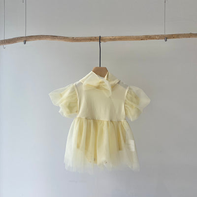 【hamomisi】Tulle fluffy short sleeve dress rompers(70.80.90cm)
