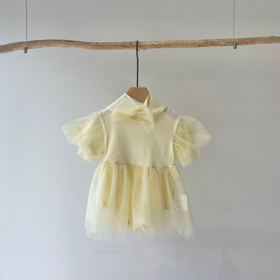 【hamomisi】Tulle fluffy short sleeve dress rompers(70.80.90cm)