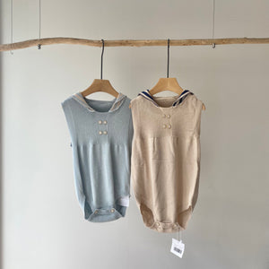 【hamomisi】Sleeveless knit rompers(80.90cm)