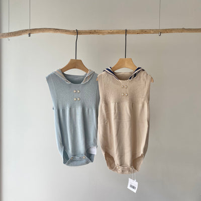 【hamomisi】Sleeveless knit rompers(80.90cm)