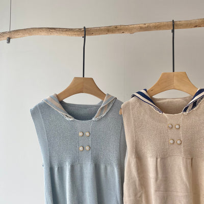 【hamomisi】Sleeveless knit rompers(80.90cm)