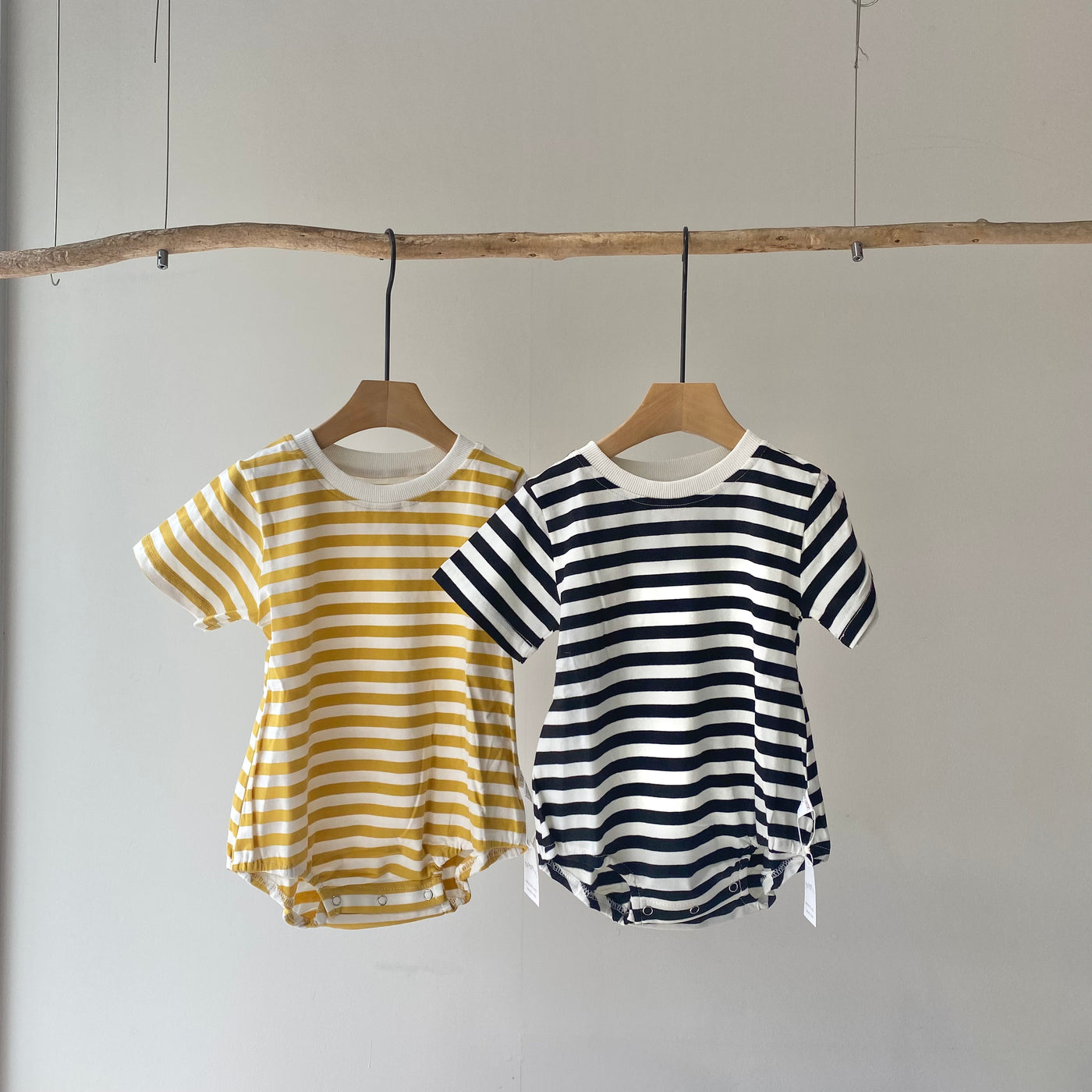 【hamomisi】Border short sleeve T-shirt rompers(80.90cm)