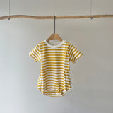 【hamomisi】Border short sleeve T-shirt rompers(80.90cm)