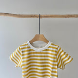【hamomisi】Border short sleeve T-shirt rompers(80.90cm)