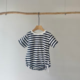 【hamomisi】Border short sleeve T-shirt rompers(80.90cm)