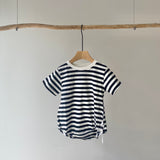 【hamomisi】Border short sleeve T-shirt rompers(80.90cm)