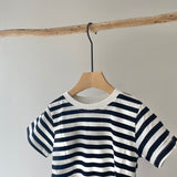 【hamomisi】Border short sleeve T-shirt rompers(80.90cm)