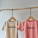 【hamomisi】Hello short sleeve T-shirt rompers(80.90cm)