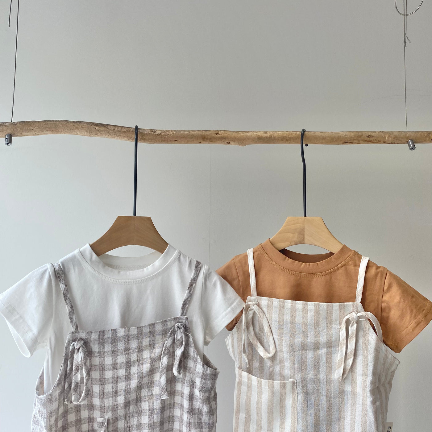 【hamomisi】Check rompers 3-piece set(70.90cm)