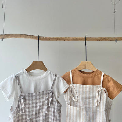 【hamomisi】Check rompers 3-piece set(70.90cm)