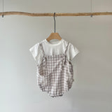 【hamomisi】Check rompers 3-piece set(70.90cm)