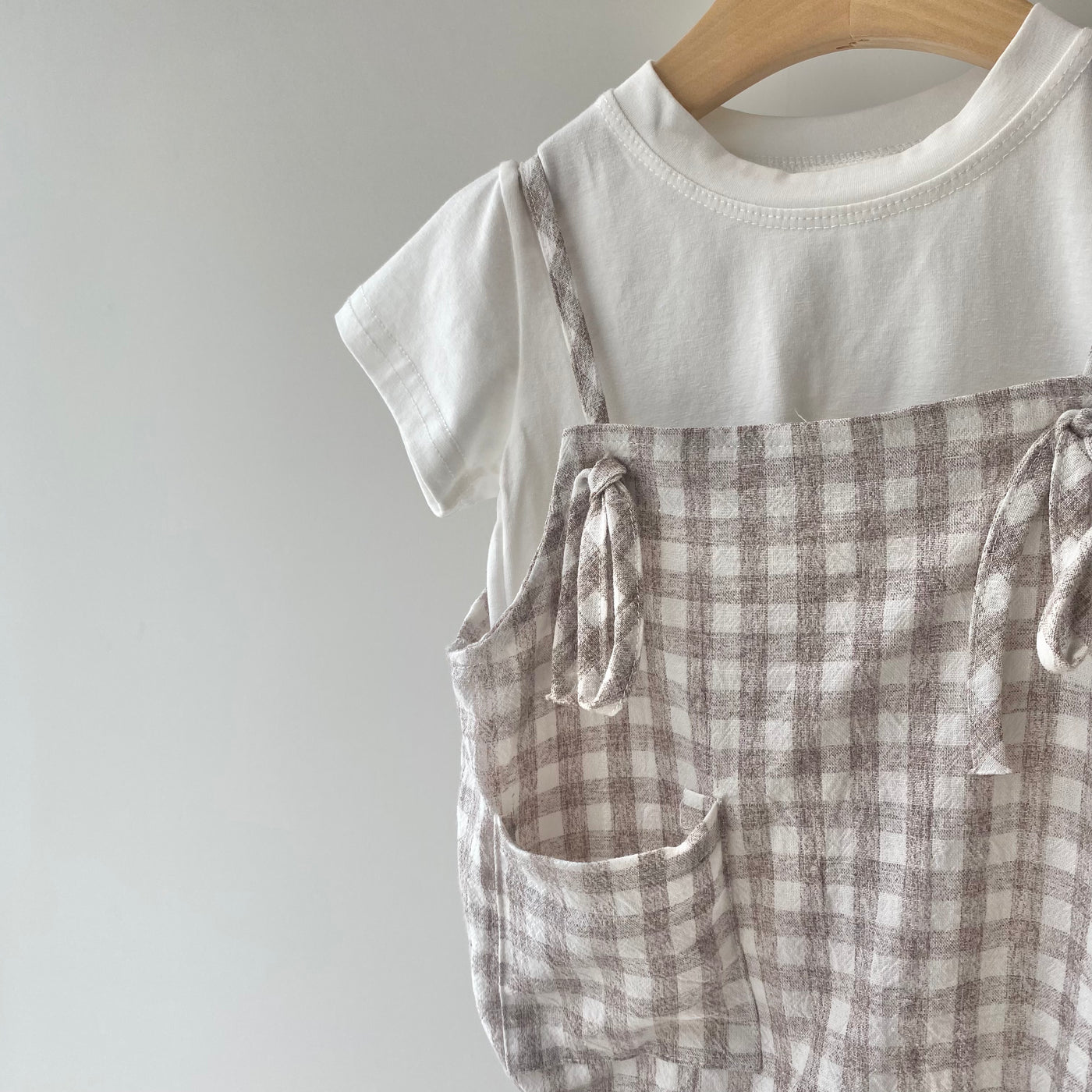 【hamomisi】Check rompers 3-piece set(70.90cm)