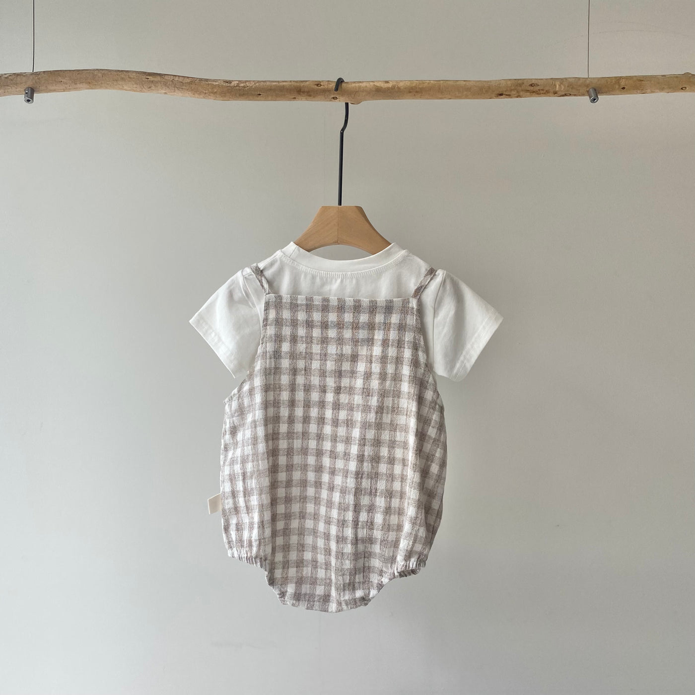 【hamomisi】Check rompers 3-piece set(70.90cm)