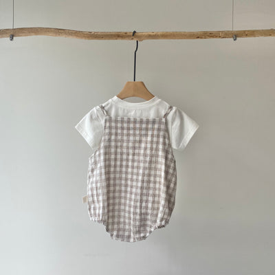 【hamomisi】Check rompers 3-piece set(70.90cm)