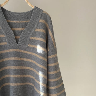 【ハモミシノオトナフク】Deep V-neck knit