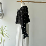 【ハモミシノオトナフク】Front Ribbon 2-Way Blouse