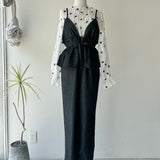 【ハモミシノオトナフク】Denim Peplum All-in-One