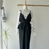【ハモミシノオトナフク】Front Ribbon 2-Way Blouse