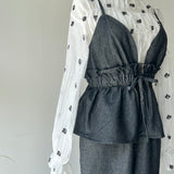 【ハモミシノオトナフク】Denim Peplum All-in-One