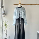 【ハモミシノオトナフク】Front Ribbon 2-Way Blouse