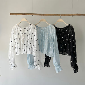 【ハモミシノオトナフク】Front Ribbon 2-Way Blouse