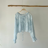 【ハモミシノオトナフク】Front Ribbon 2-Way Blouse
