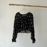 【ハモミシノオトナフク】Front Ribbon 2-Way Blouse