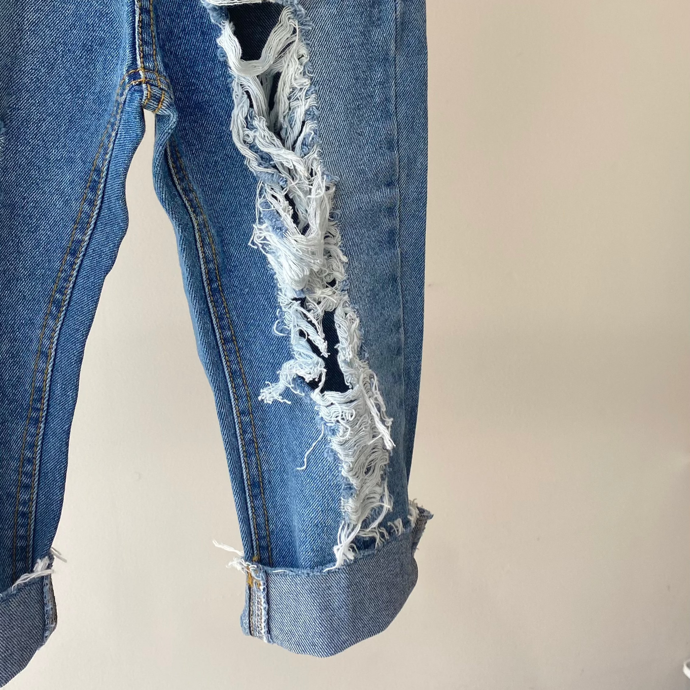 【hamomisi】Damage denim pants(90~150)