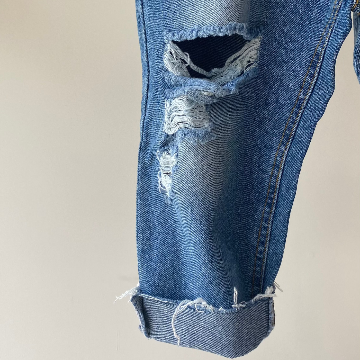 【hamomisi】Damage denim pants(90~150)