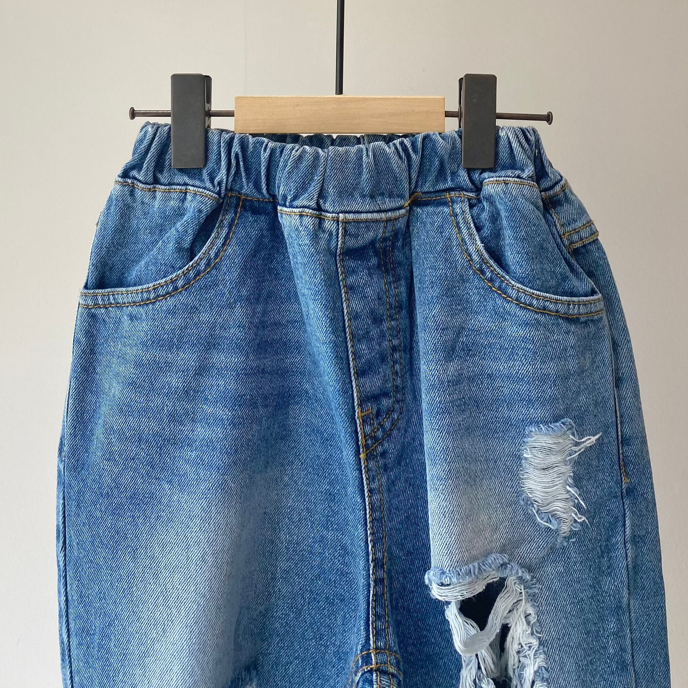 【hamomisi】Damage denim pants(90~150)
