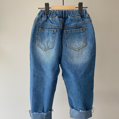 【hamomisi】Damage denim pants(90~150)