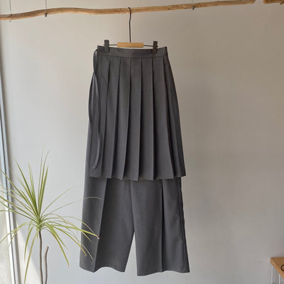 【ハモミシノオトナフク】Wrap pleated skirt pants