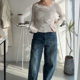 【ハモミシノオトナフク】Peach fraise shirring PO