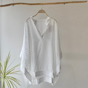 【ハモミシノオトナフク】Sheer Jacquard Poncho