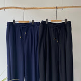 【ハモミシノオトナフク】Cool touch gathered tuck wide pants