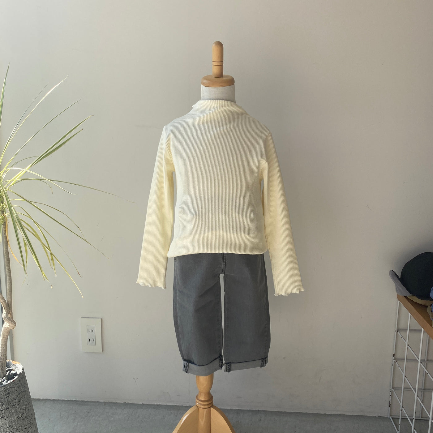 【hamomisi】Rib high neck(120~140)