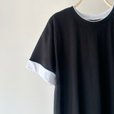 【ハモミシノオトナフク】Cotton Contrast Sleeves OP
