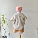 【hamomisi】Roll collar border T-shirt(110.120)